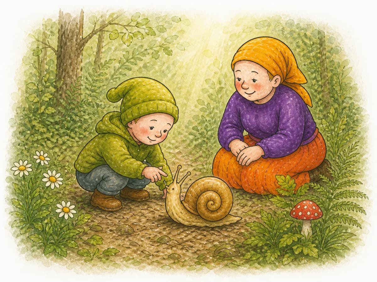 Kleine Kinder entdecken begleitet den Waldboden